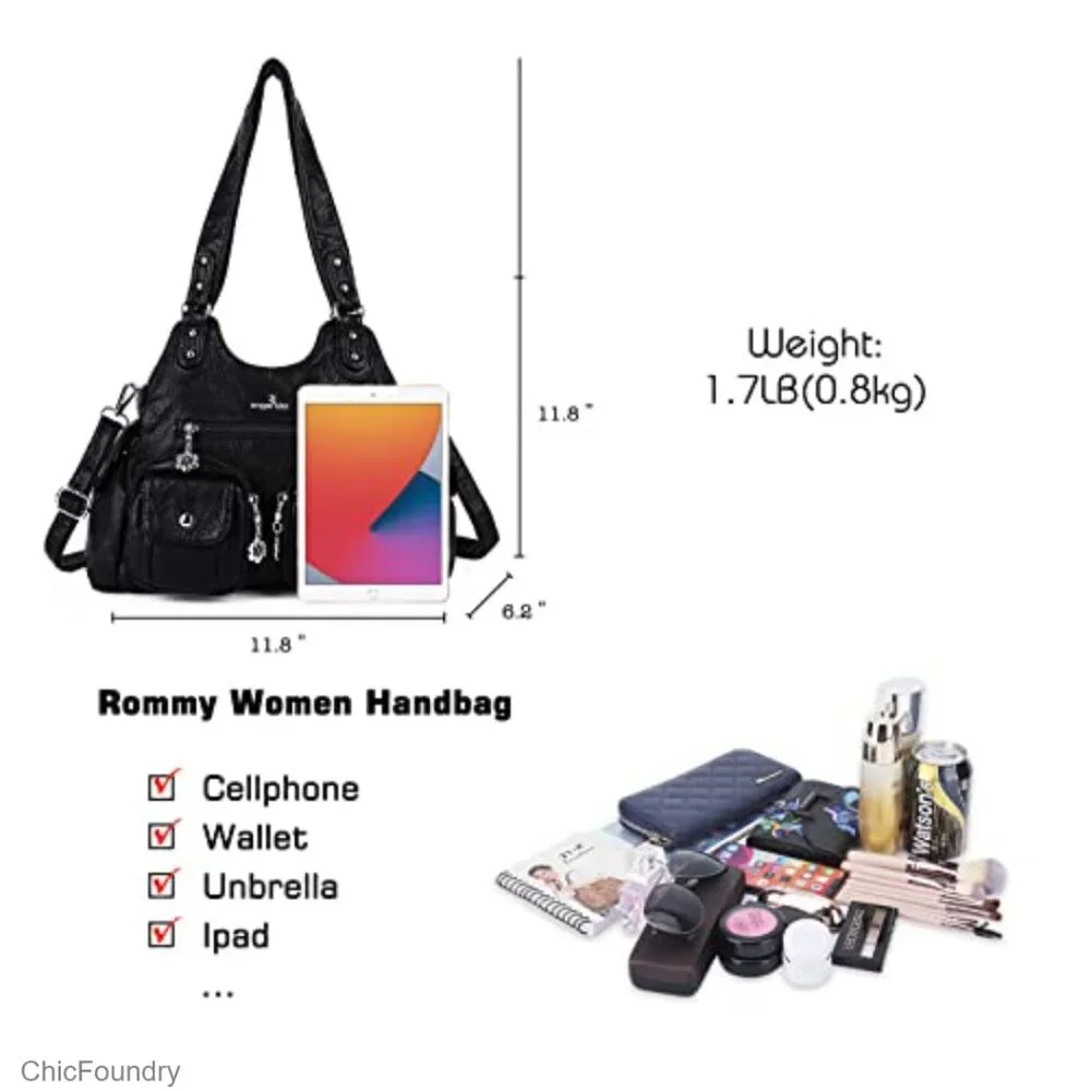 Medium Hobo Shoulder Bag PU Leather Crossbody with Adjustable Strap